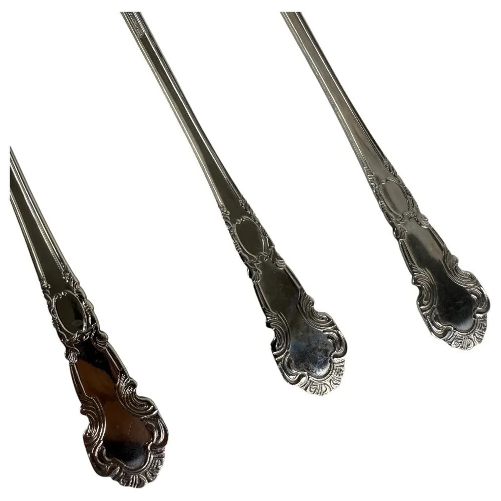 3 Piece Reed & Barton Renaissance Stainless 18/10 Glossy Iced Tea Spoons Ice Tea